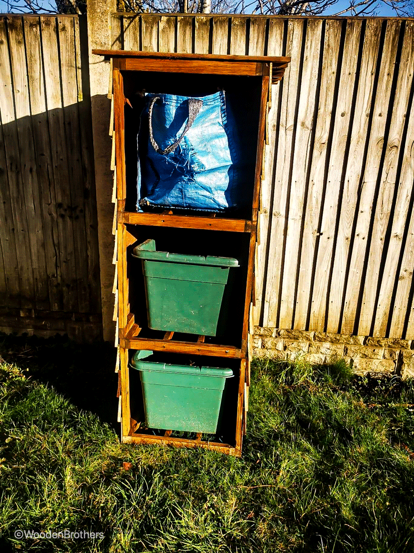 Handcrafted Wooden Triple Bin Store – The Modern Solution for Your Garden